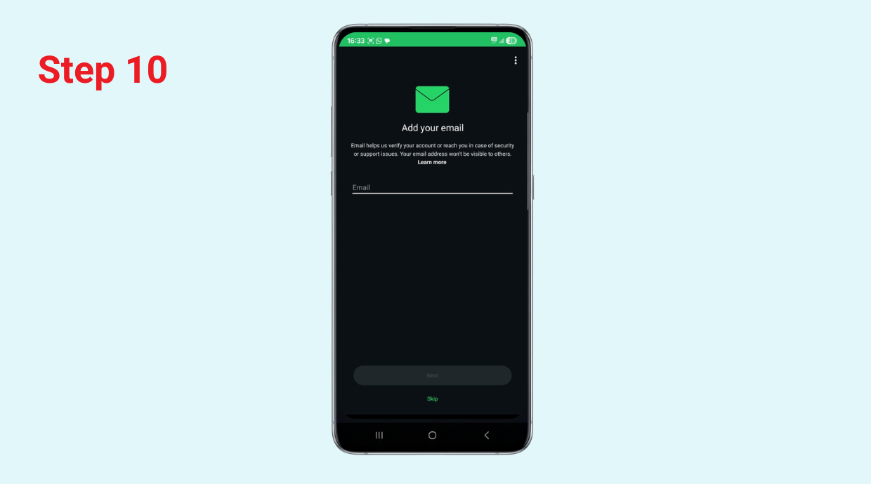 how to add email address in whatsapp business
